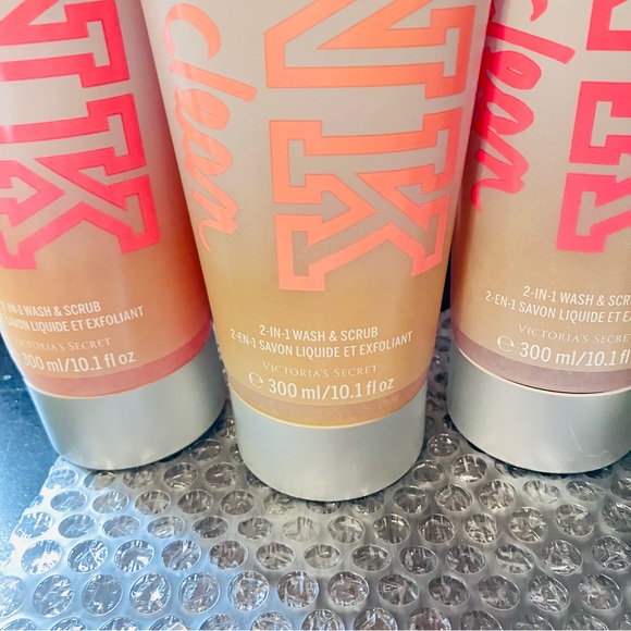 VS PINK 3-n-1 FRESH & CLEAN Body Scrub Wash Bundle NWT - Picture 2 of 11